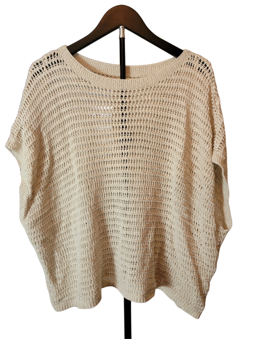 Max Studio Cream Open-Weave Scoop Neck Sweater - Size Large